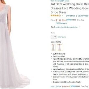 JAEDEN White Lace A-Line Wedding Gown - Size 4